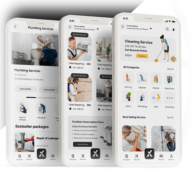 Fixomate · On-demand home services booking app